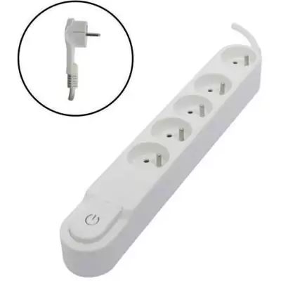 Bloc multiprise 5 prises CHACON avec interrupteur - Blanc