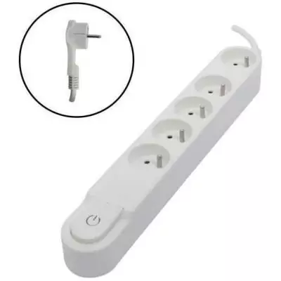 Bloc multiprise 5 prises CHACON avec interrupteur - Blanc
