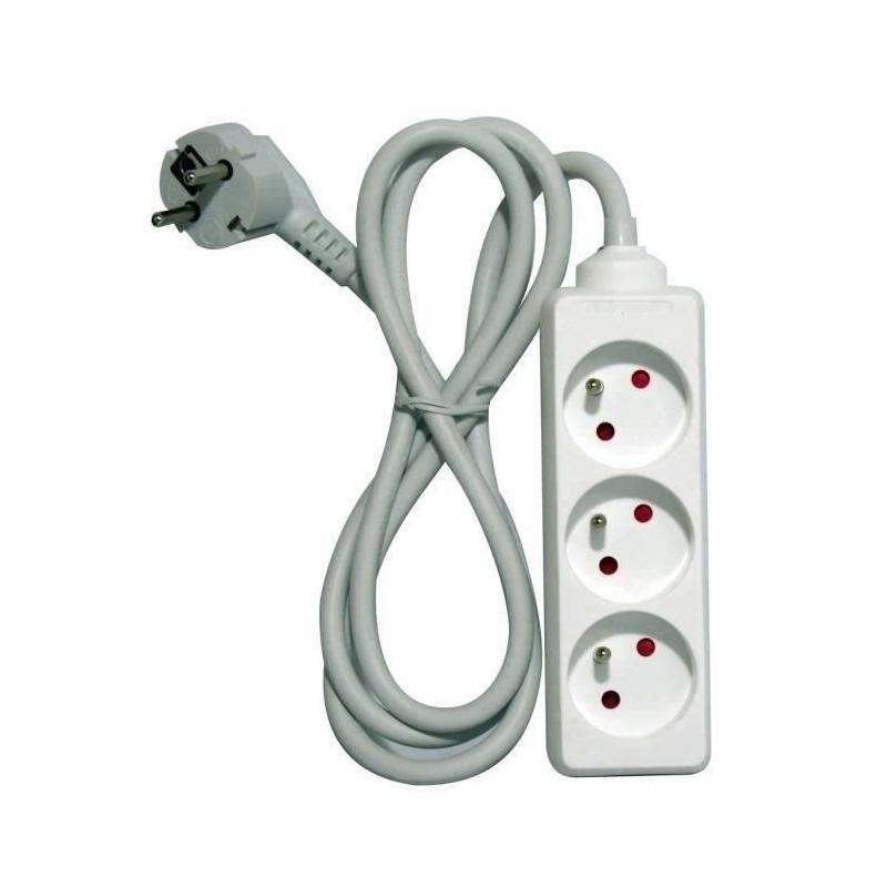 Bloc multiprise CHACON 3 prises 16A 1,5m blanc