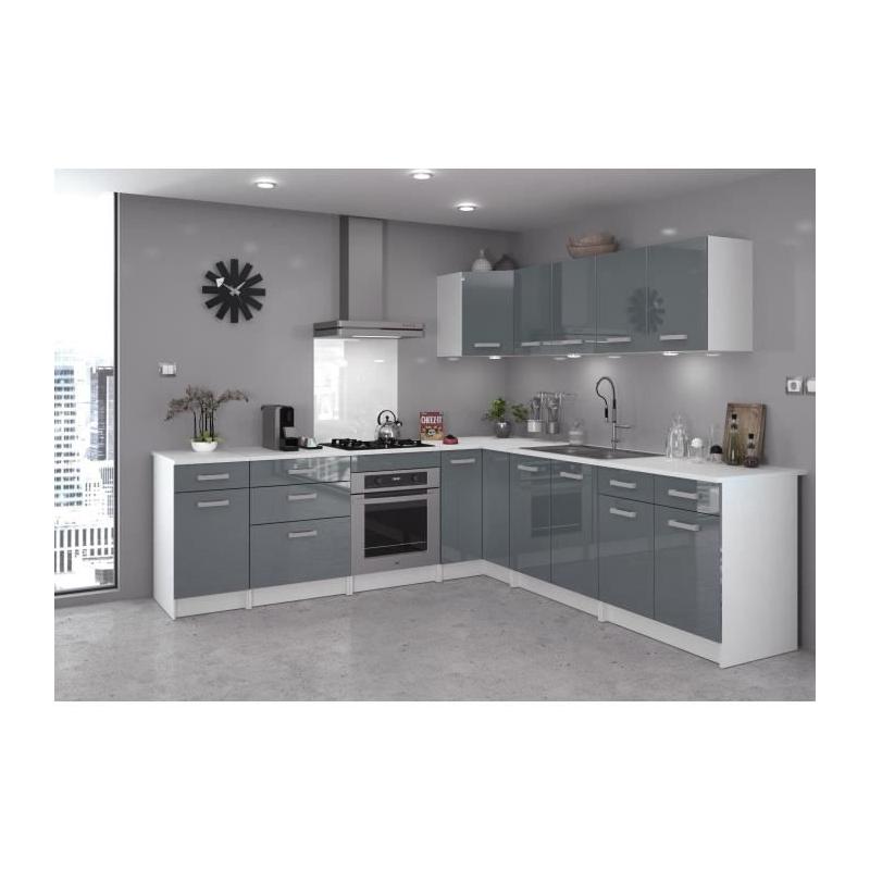 Meuble bas de cuisine 3 tiroirs 60cm blanc/gris - Plus responsable & Made in France