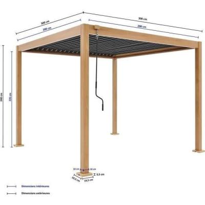 Pergola bioclimatique GAYA - Aluminium et acier - Aspect Bois