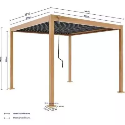 Pergola bioclimatique GAYA - Aluminium et acier - Aspect Bois