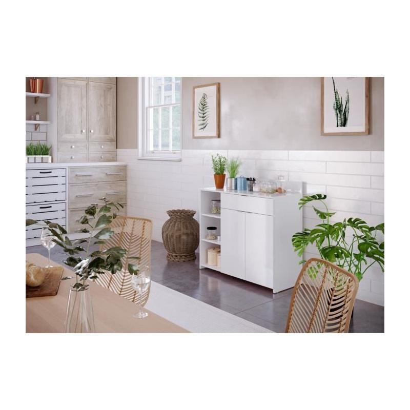 Buffet Cuisine Moderne Blanc - L 100 x P 42 x H 95 cm
