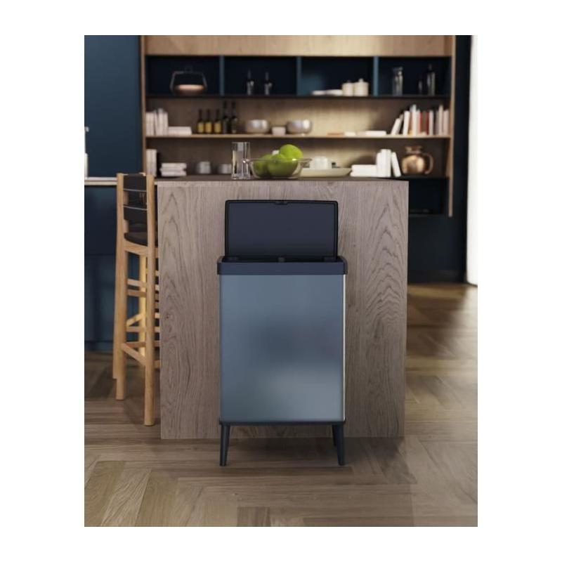 Poubelle sur pieds VERTO CURVER - Ouverture touch - 54 L - Bleu perle