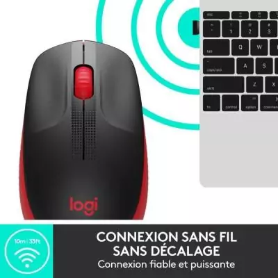 Souris sans fil ergonomique Logitech M190 Rouge - Compacte et confortable Souris sans fil ergonomique Logitech M190 Rouge - Compacte et confortable