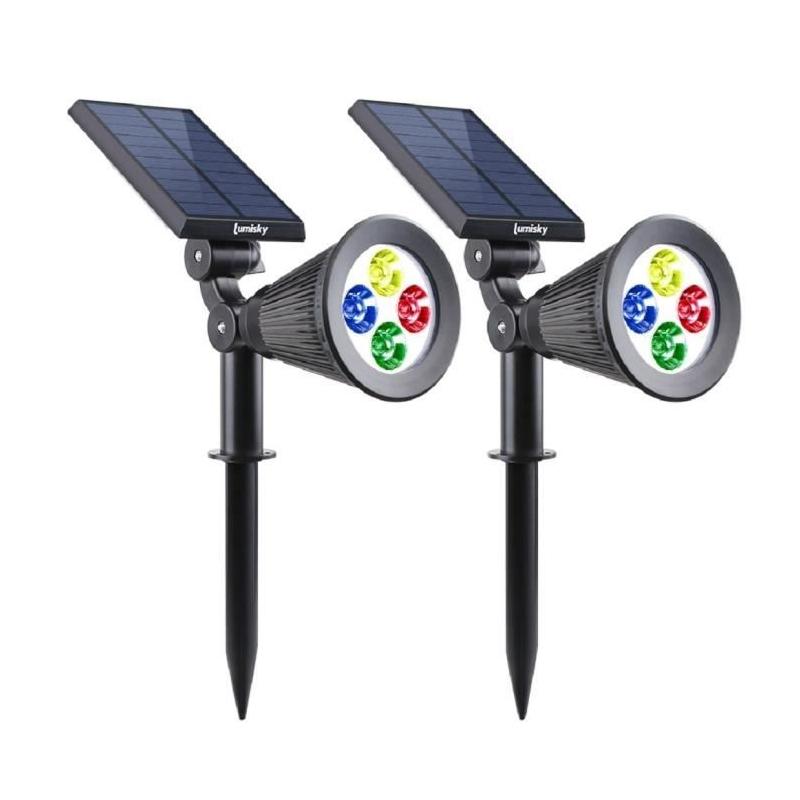 Pack de 2 Spots solaires extérieur étanches - LUMISKY - Couleurs RGB - 200 Lumens