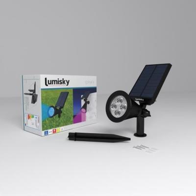 Pack de 2 Spots solaires extérieur étanches - LUMISKY - Couleurs RGB - 200 Lumens