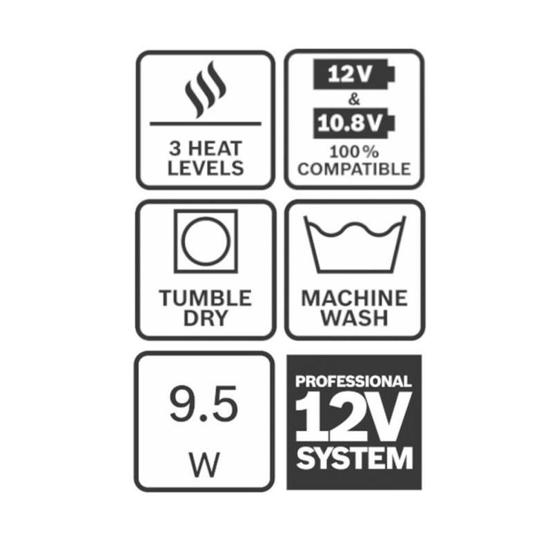 Veste chauffante Bosch Professional GHH 12+18V XA + GAA 12V-21 - Taille XL