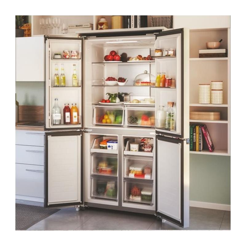 Réfrigérateur multi-portes CANDY CFQQ5T817EPS - 400L - No Frost - Classe E - Argent - Spacieux et Performant