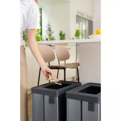 Poubelle de tri VERTO CURVER 54L Gris perle - Design pratique