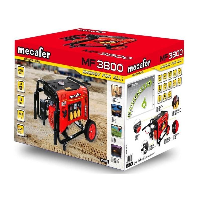 MECAFER Groupe électrogène essence MF3800 - Puissant 3000W