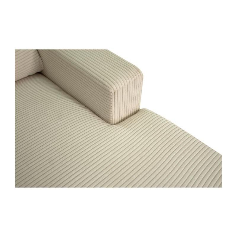 Canapé d'angle droit 4 places - PAUL en cord - Tissu Beige
