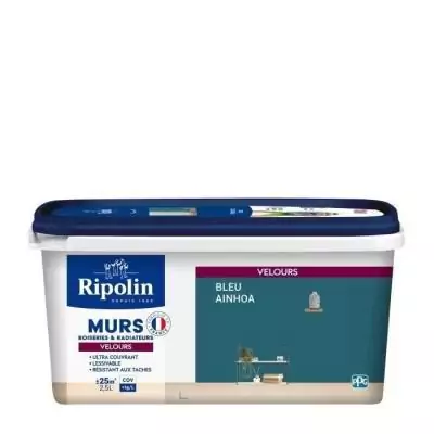 Peinture Velours Bleu Ainhoa pour Murs, Boiseries et Radiateurs