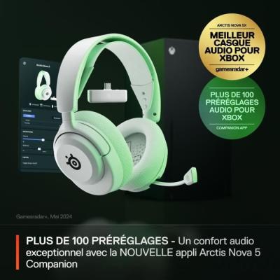 Casque Gaming Sans fil SteelSeries Arctis Nova 5X Blanc - Compact et Performant