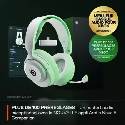 Casque Gaming Sans fil SteelSeries Arctis Nova 5X Blanc - Compact et Performant Casque Gaming Sans fil SteelSeries Arctis Nova 5X Blanc - Compact et Performant