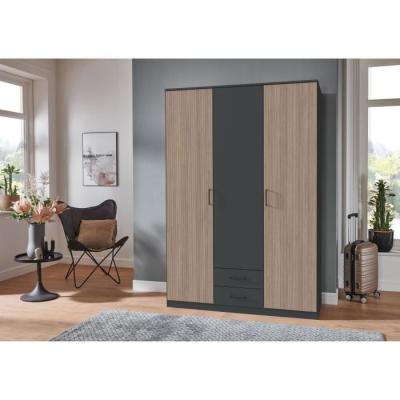 Armoire chambre AGIA Graphite 3 portes - 2 tiroirs 