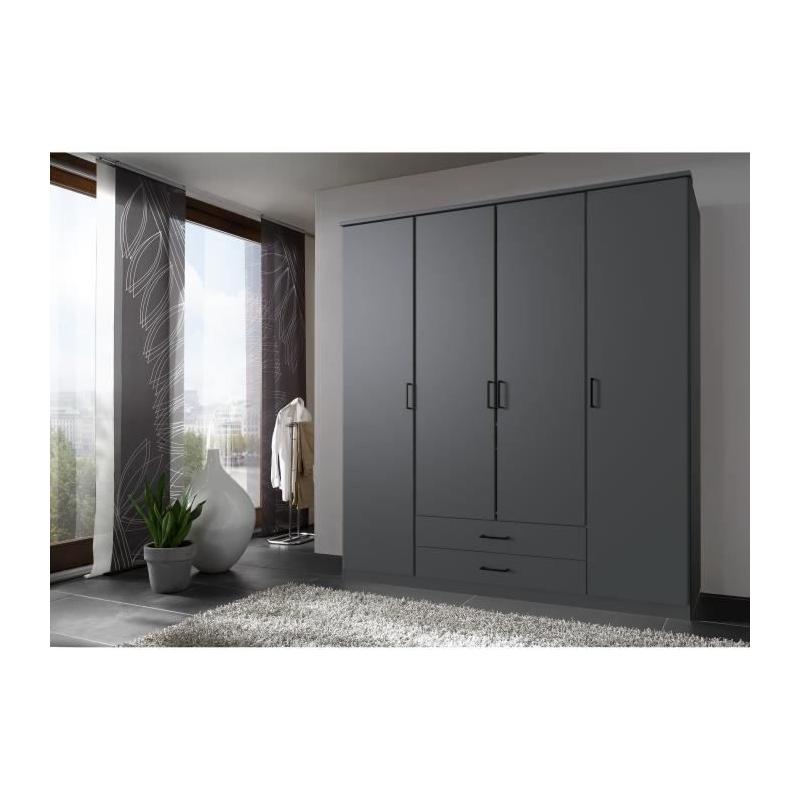 Armoire de chambre ARTA Graphite 4 portes battantes - Spacieux et élégant