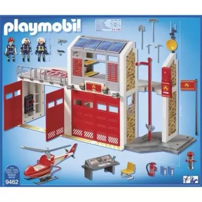 Caserne de pompiers PLAYMOBIL avec hélicoptère - Univers Miniature