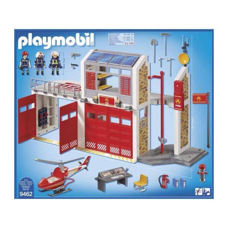Caserne de pompiers PLAYMOBIL avec hélicoptère - Univers Miniature