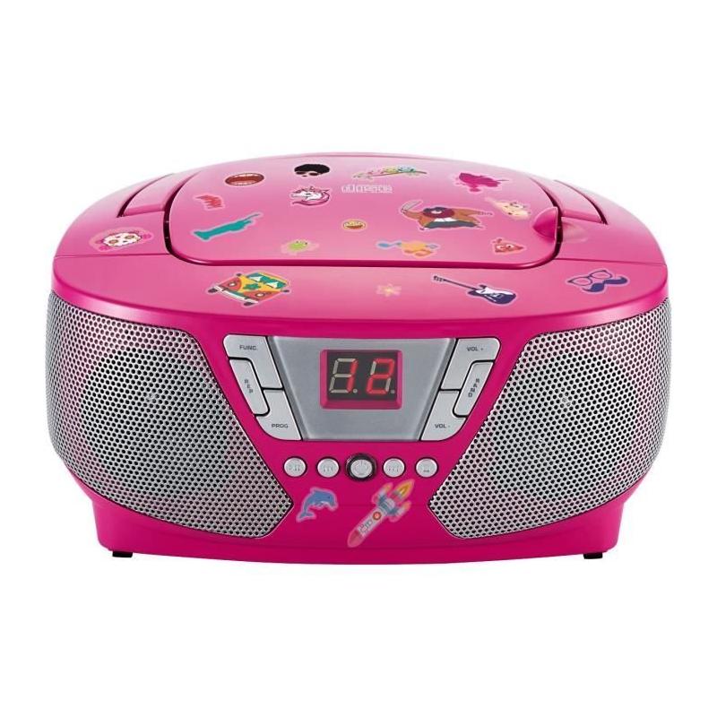 Lecteur CD Portable Rose avec Stickers - BIGBEN INTERACTIVE - CD60RSSTICK