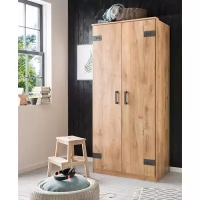 Armoire de chambre élégante TRIKALA - Chene poutre / Graphite - 90 x 58 x 198 cm Armoire de chambre élégante TRIKALA - Chene poutre / Graphite - 90 x 58 x 198 cm