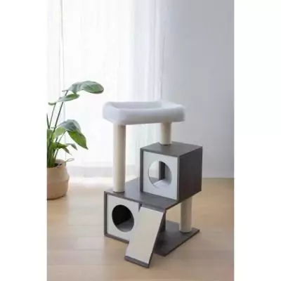 Arbre à chat Flair Kerbl 48x44x86cm - Blanc/gris - Sisal Arbre à chat Flair Kerbl 48x44x86cm - Blanc/gris - Sisal