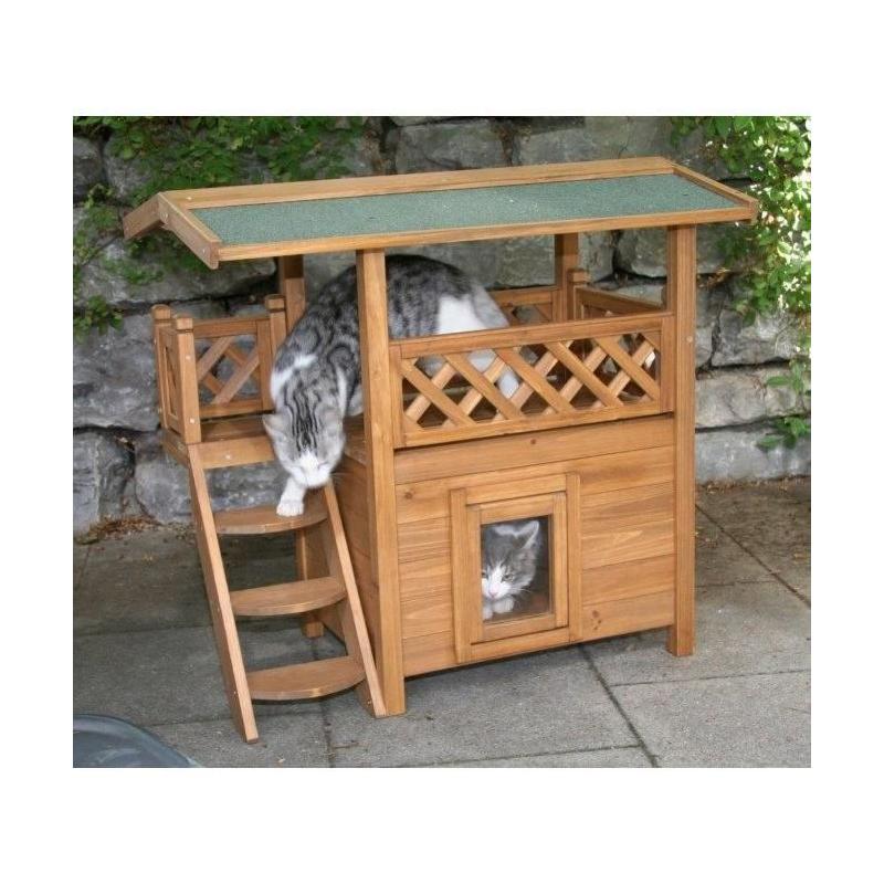 Abri chic pour chat - KERBL Lodge en bois - 77 x 50 x 73 cm