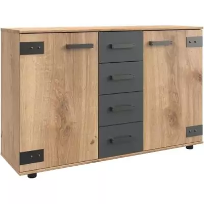 Commode WIMEX LAMIA Chene/Graphite - 130 x 83 x 41 cm
