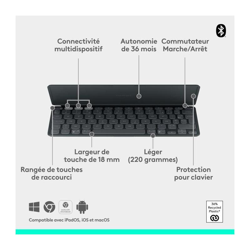 Clavier universel KEYS-TO-GO 2, Bluetooth - Graphite