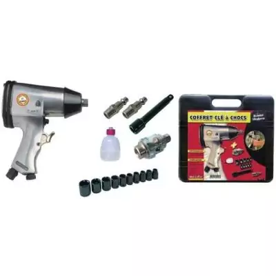 Clé à choc pneumatique 1/2 MECAFER avec 10 douilles - Outils pneumatiques
