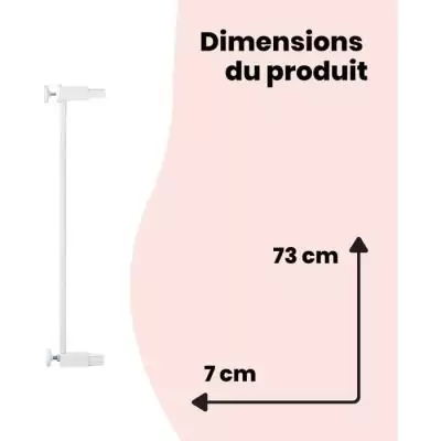 Extension de barrière de sécurité 7 cm Blanc Métal: compact et efficace