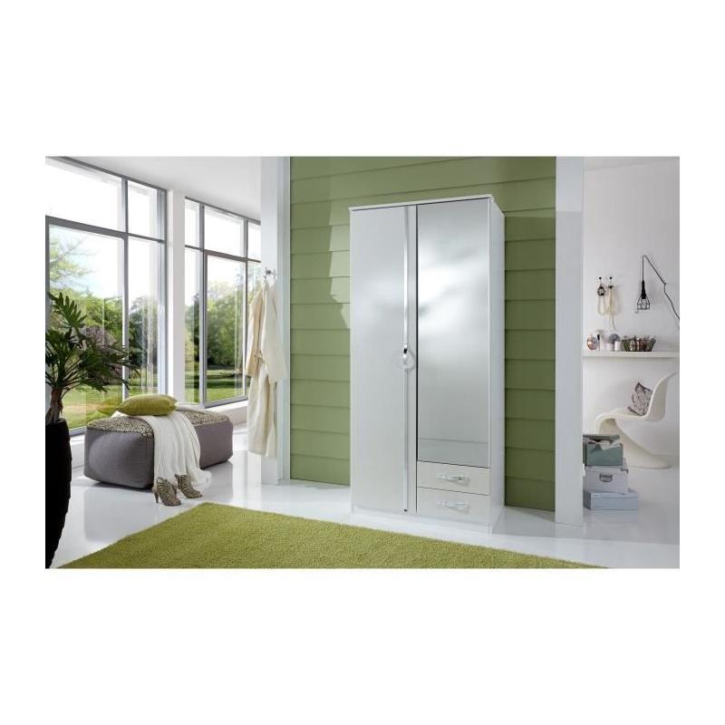 Armoire de chambre blanche 2 portes - L 91 x P 56 x H 199 cm