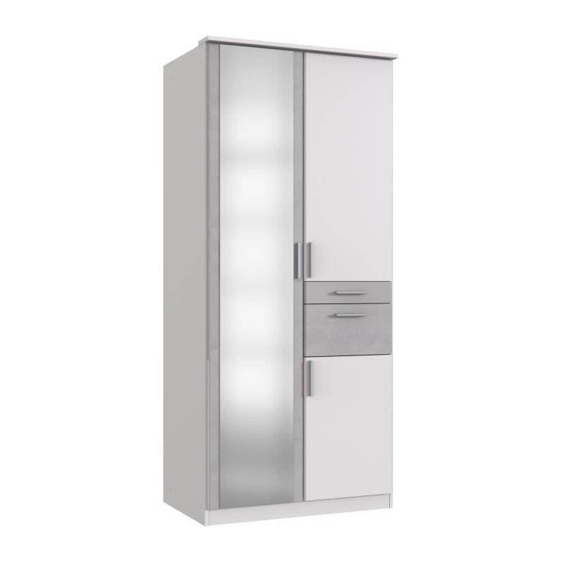 Armoire de chambre VOLOS Blanc / Béton - Design 3 portes