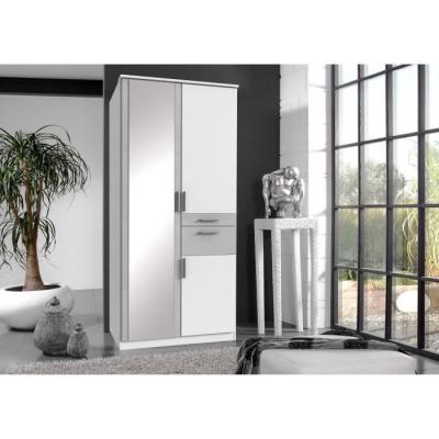 Armoire de chambre VOLOS Blanc / Béton - Design 3 portes