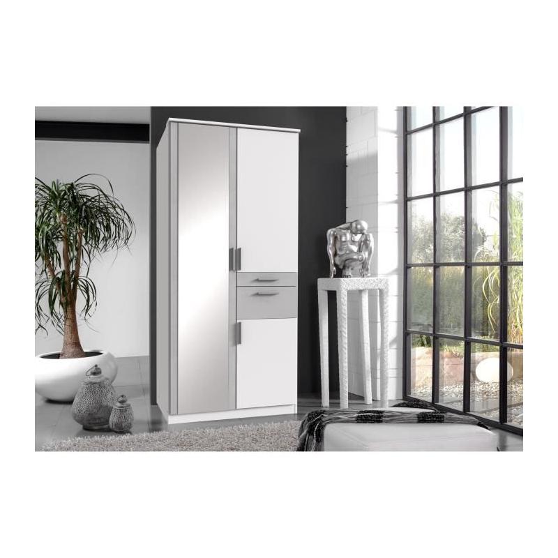 Armoire de chambre VOLOS Blanc / Béton - Design 3 portes