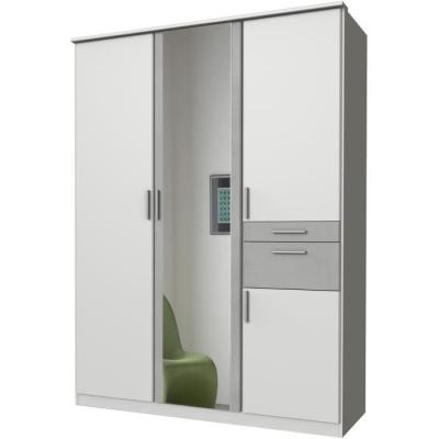 Armoire de chambre design - VOLOS - Blanc / Béton gris clair