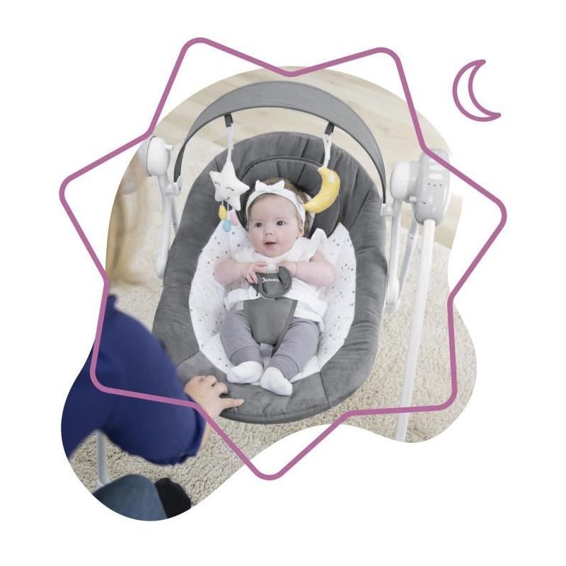 Badabulle Balancelle Electrique Confort Pliable Compact - Arche de jeux amovible