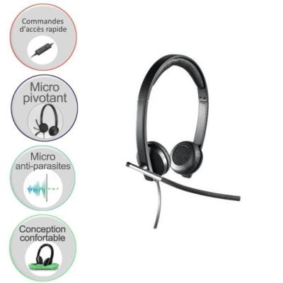 Casque filaire Logitech H650E - Micro stéréo gris