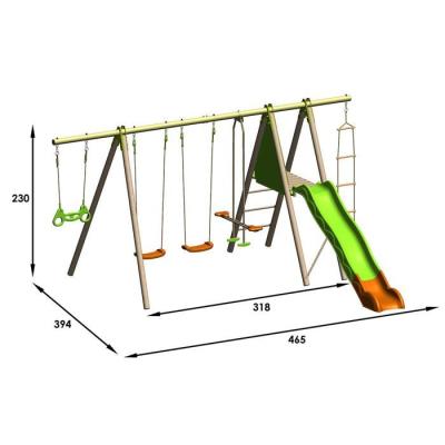 Portique de jeux en bois avec poutre métal - TECHWOOD MAKUTA 2,30 m + toboggan - Pour 8 enfants