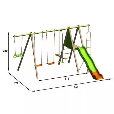 Portique de jeux en bois avec poutre métal - TECHWOOD MAKUTA 2,30 m + toboggan - Pour 8 enfants