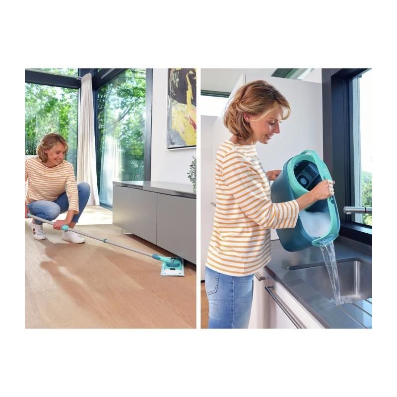 Ensemble balai serpillère avec seau essoreur et roulettes Clean Twist M Ergo Mobile 52121 Leifheit