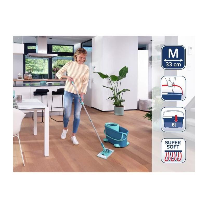 Ensemble balai serpillère avec seau essoreur et roulettes Clean Twist M Ergo Mobile 52121 Leifheit
