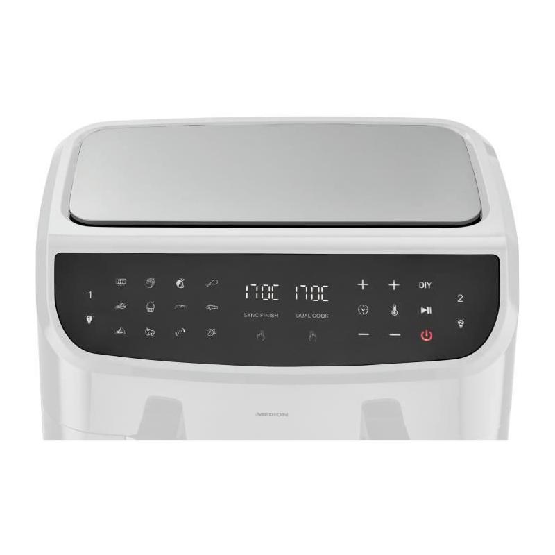 Friteuse à Air Chaud MEDION P20 XXL Twin - 2600 W - 2 paniers - Blanc