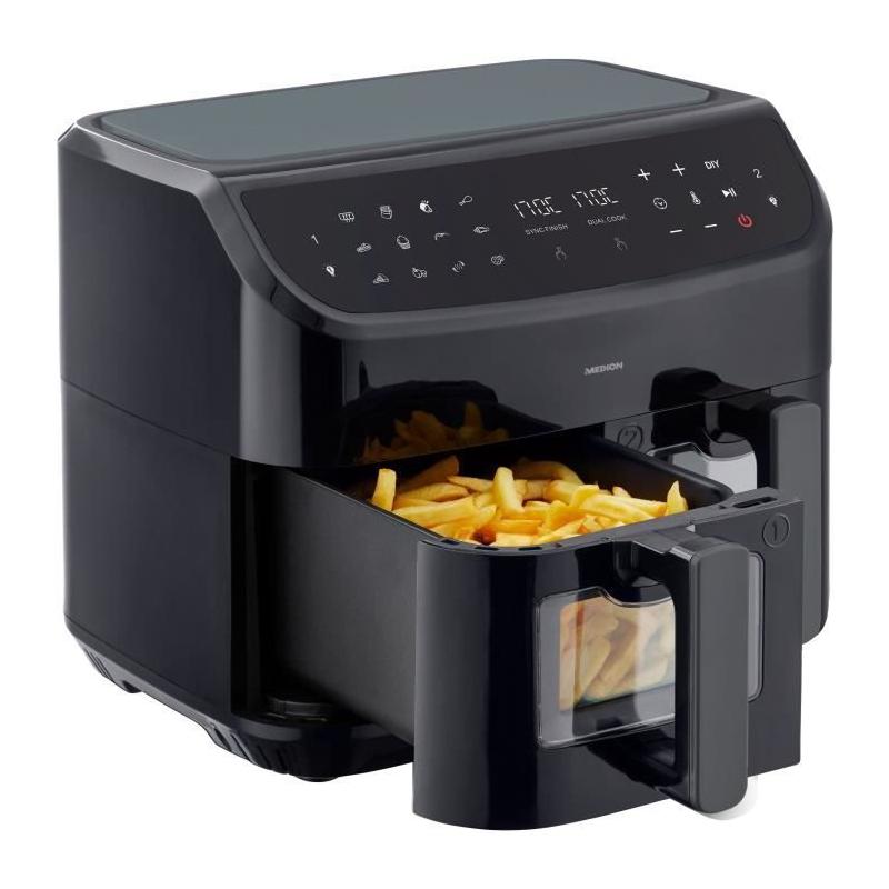 Friteuse à Air Chaud MEDION - P20 XXL Twin - 2600 W - Noir