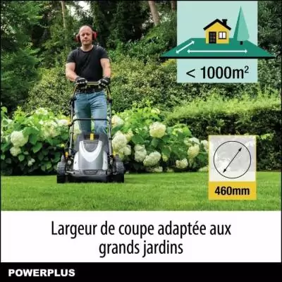 Tondeuse électrique POWERPLUS POWPG6290 - 1800 W - 460 mm Ø - Avec ramassage Tondeuse électrique POWERPLUS POWPG6290 - 1800 W - 460 mm Ø - Avec ramassage