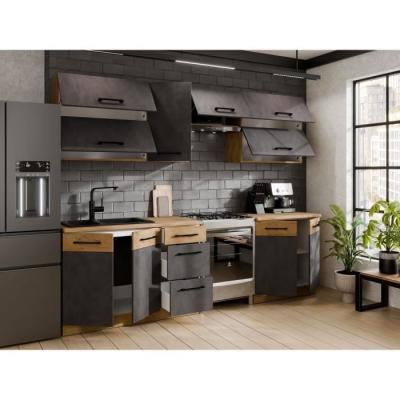 Cuisine complète ROCK 7 éléments - Décor chêne lancelot et gris matera