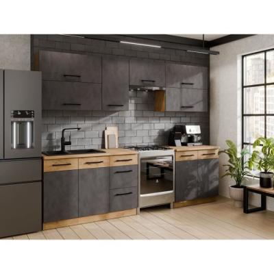 Cuisine complète ROCK 7 éléments - Décor chêne lancelot et gris matera