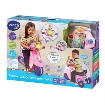 Porteur Scooter Interactif 3 en 1 Rose - VTECH Porteur Scooter Interactif 3 en 1 Rose - VTECH