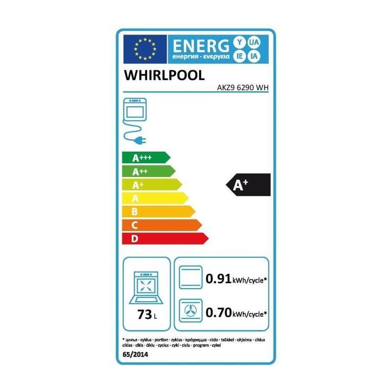 Four encastrable multifonction Pyrolyse WHIRLPOOL AKZ96290WH - Blanc