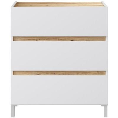 Commode TEMPUS 3 tiroirs - Chêne nodi et blanc - L79 x P41 x H90 cm
